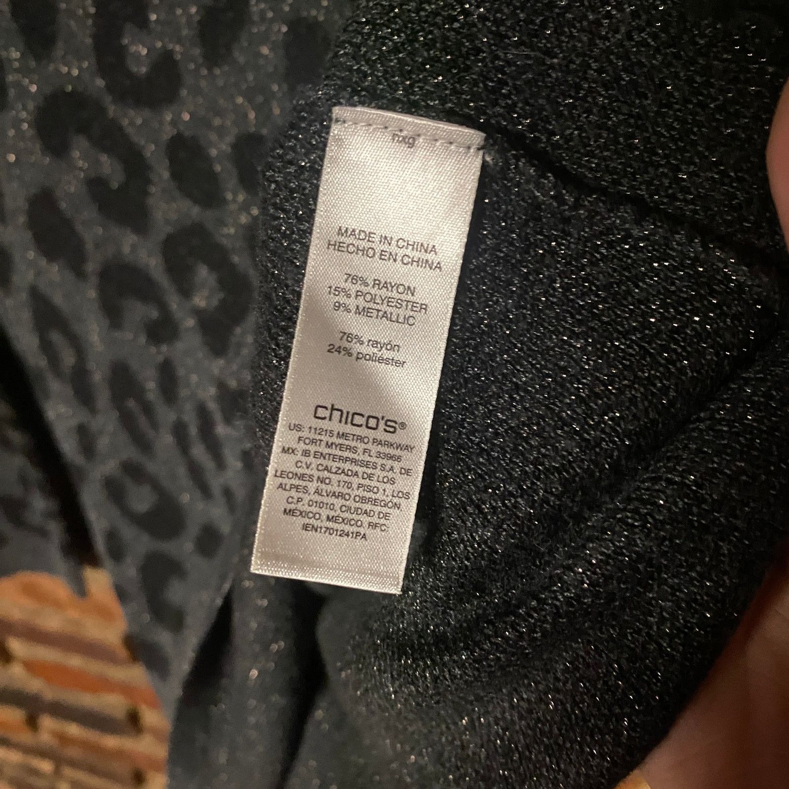 Chicos Chico's Black Gray Silver Metallic Leopard Sweater Medium Size M / US 6-8 / IT 42-44 - 5 Thumbnail