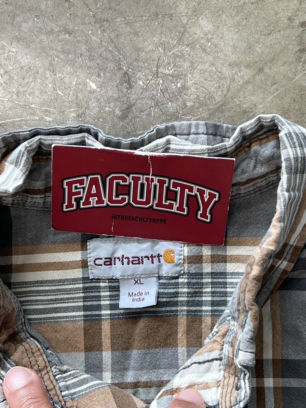 Carhartt × Vintage Vintage Carhartt Relaxed Grey Orange Plaid Double Pocket XL Size US XL / EU 56 / 4 - 3 Thumbnail