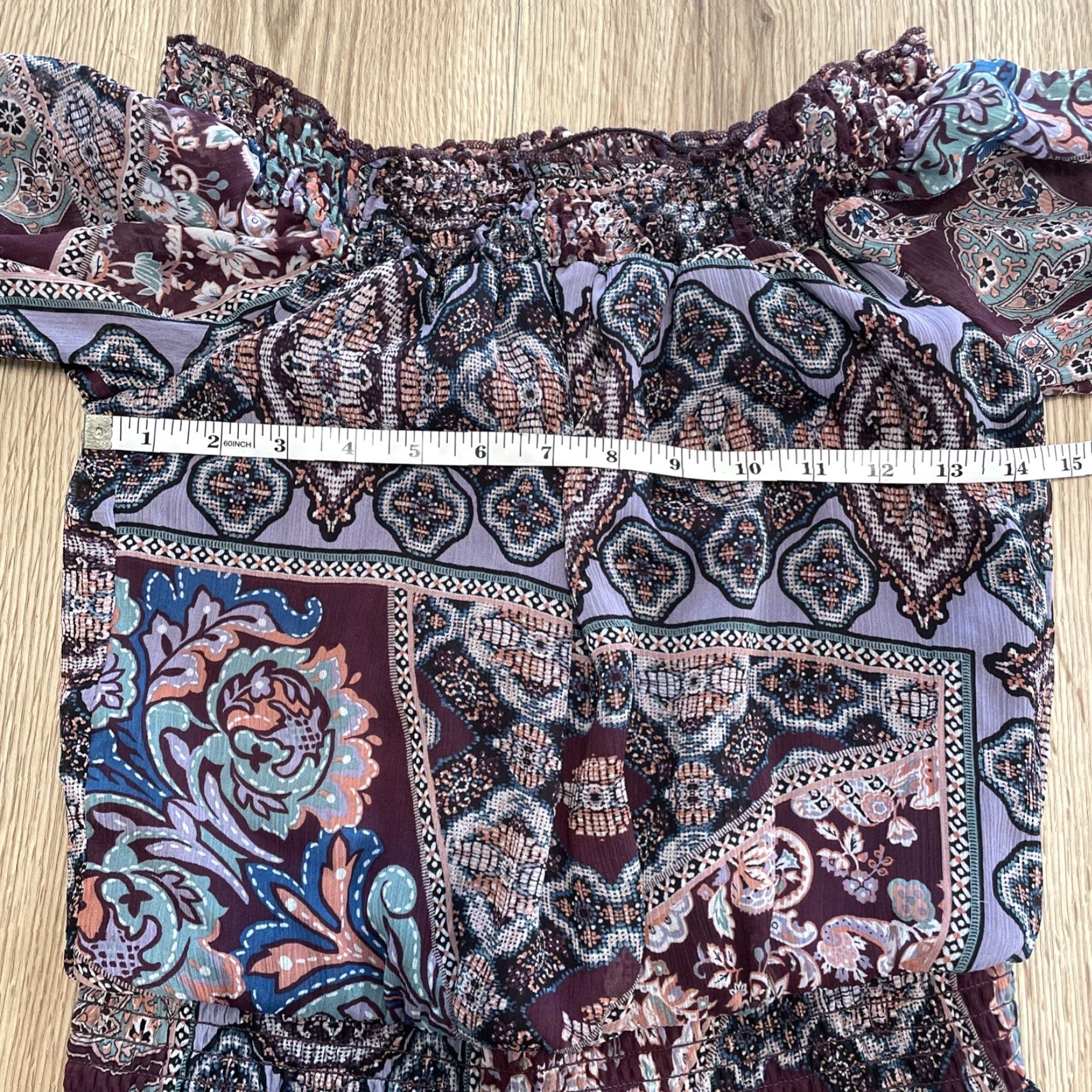 Vintage VINTAGE Fire Los Angeles Womens Dress Small Long Purple Paisley Peasant Boho Ruched Size S / US 4 / IT 40 - 4 Thumbnail