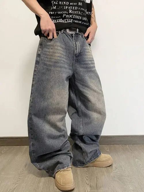 Jean VIntage RETRO 90s Wide denim jeans Size US 30 / EU 46 - 1 Thumbnail