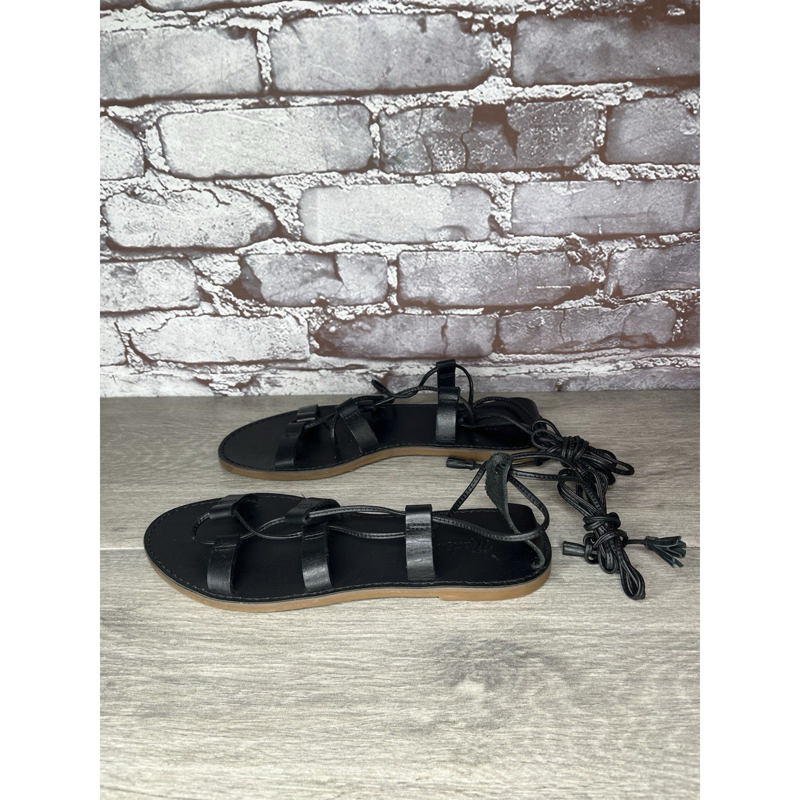 Madewell Madewell Boardwalk Black Leather Gladiator Lace Up Sandals W Size US 8 / IT 38 - 22 Thumbnail