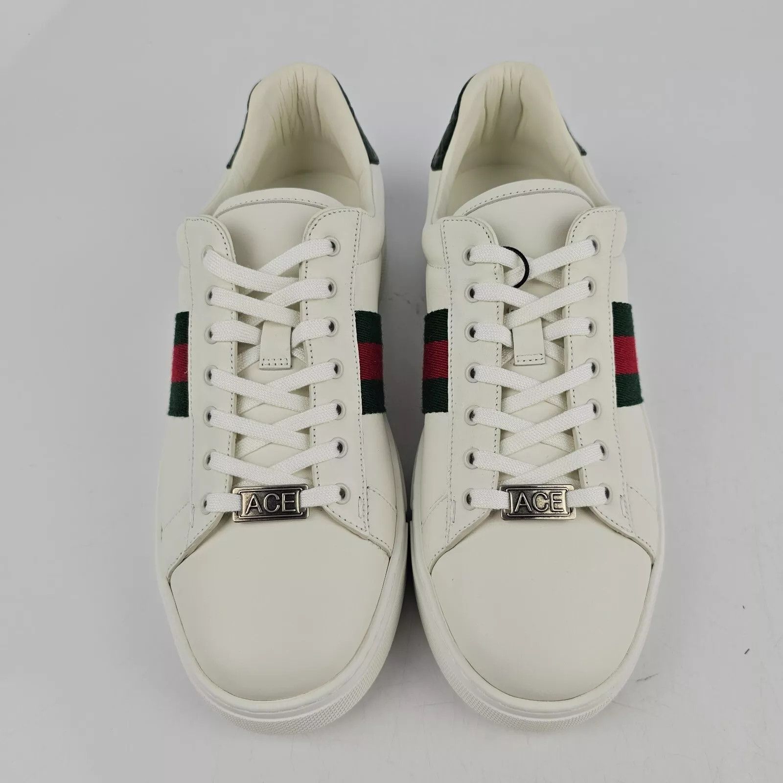 GUCCI Ace Women's White/Green Leather Low Top Sneakers New
