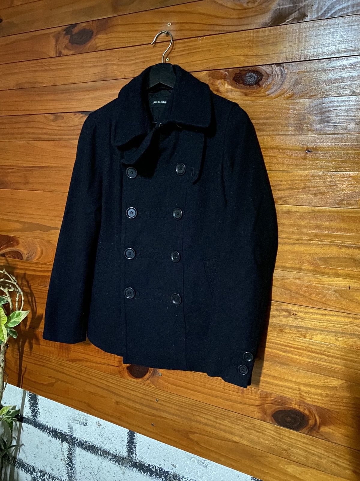 Pas de Calais Pas de Calais Black Wool Pea Coat – Double Breasted Jacket Size M / US 6-8 / IT 42-44 - 4 Thumbnail