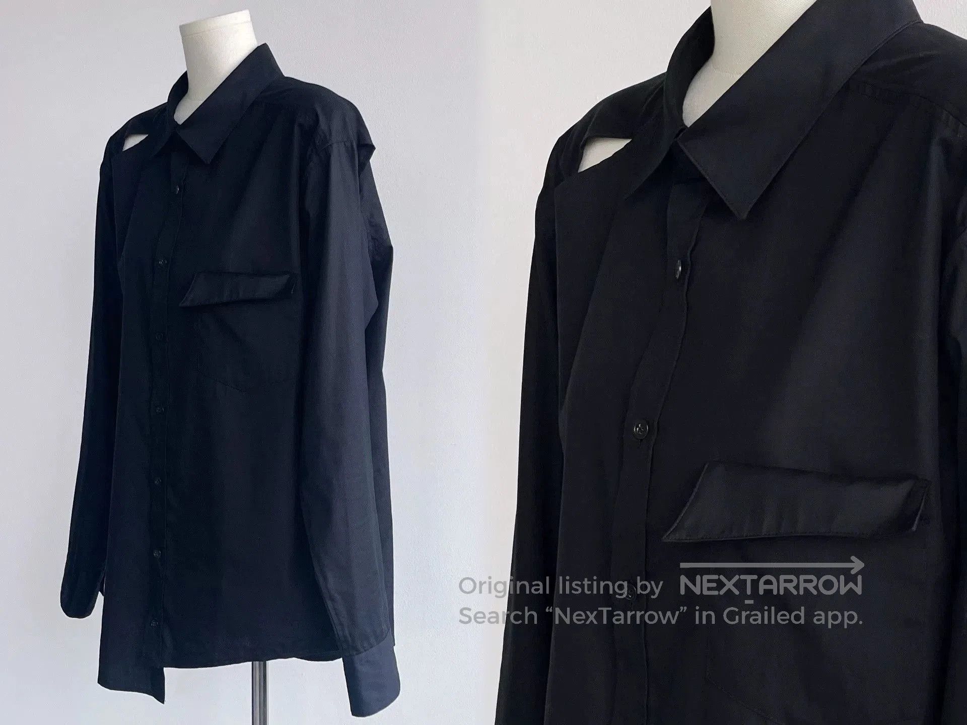 Sulvam Stylish Black Irregular Cut Shirt. Size US M / EU 48-50 / 2 - 6 Thumbnail