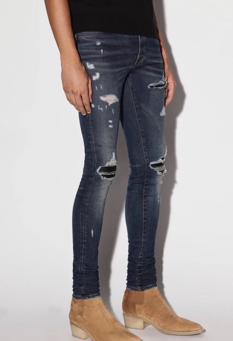 Amiri Amiri mx1 patched distressed blue denim Size US 31 - 6 Thumbnail