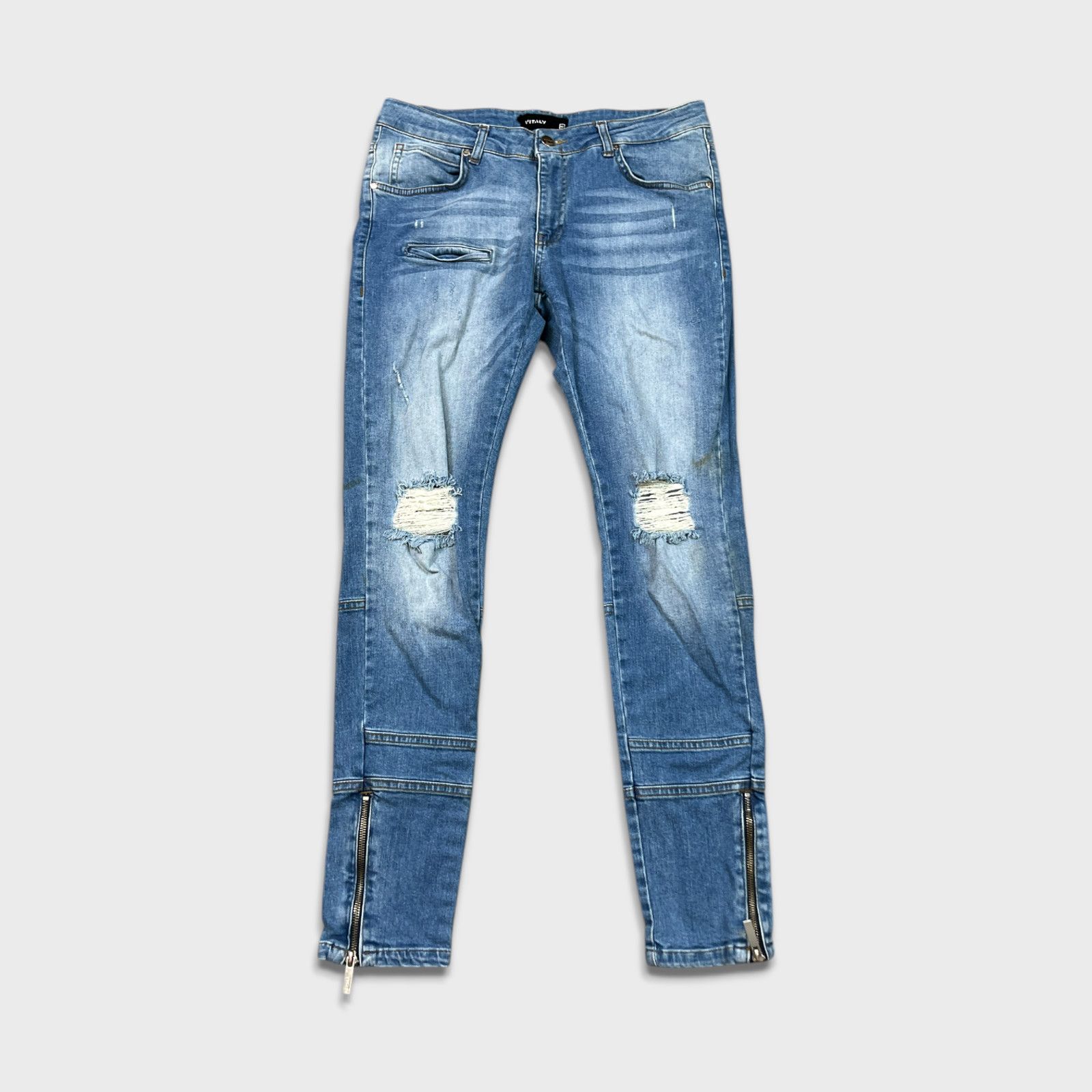 Vitaly Design Vitaly Jeans 32x30 Faded Distressed Slim Taper Denim Pants Size US 32 / EU 48 - 1 Thumbnail