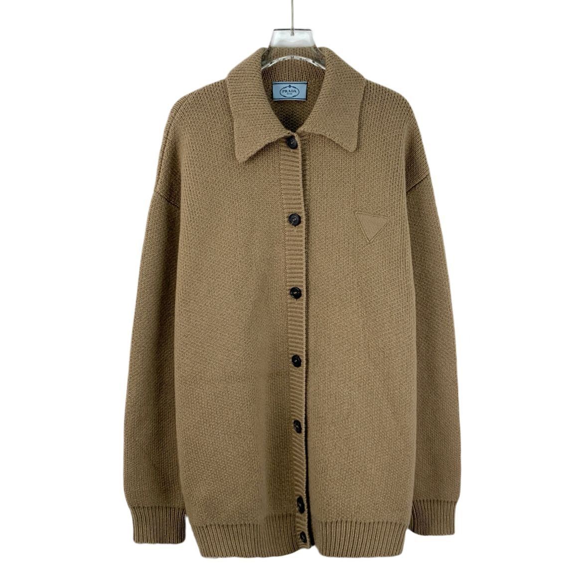 Prada Prada Brown 100% Cashmere Knitted Single-Breasted Sweater Co Size S / US 4 / IT 40 - 1 Thumbnail