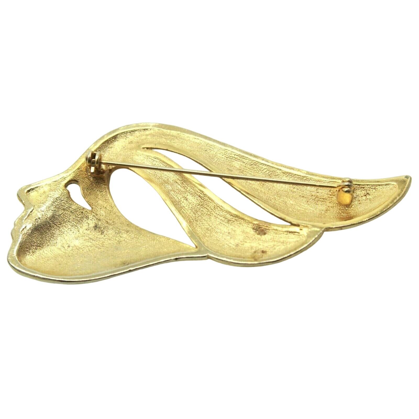 The Unbranded Brand Face Sweeping Hair Brushed Goldtone Mask Brooch Pin Size ONE SIZE - 2 Thumbnail