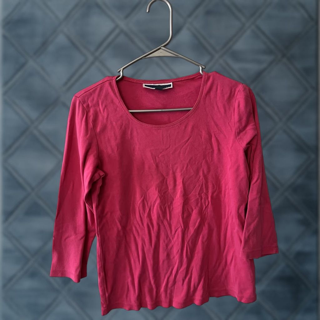 Vintage Karen Scott Women T-Shirt 3/4 Sleeve Round Neck Solid Pink Size S Size S / US 4 / IT 40 - 1 Thumbnail
