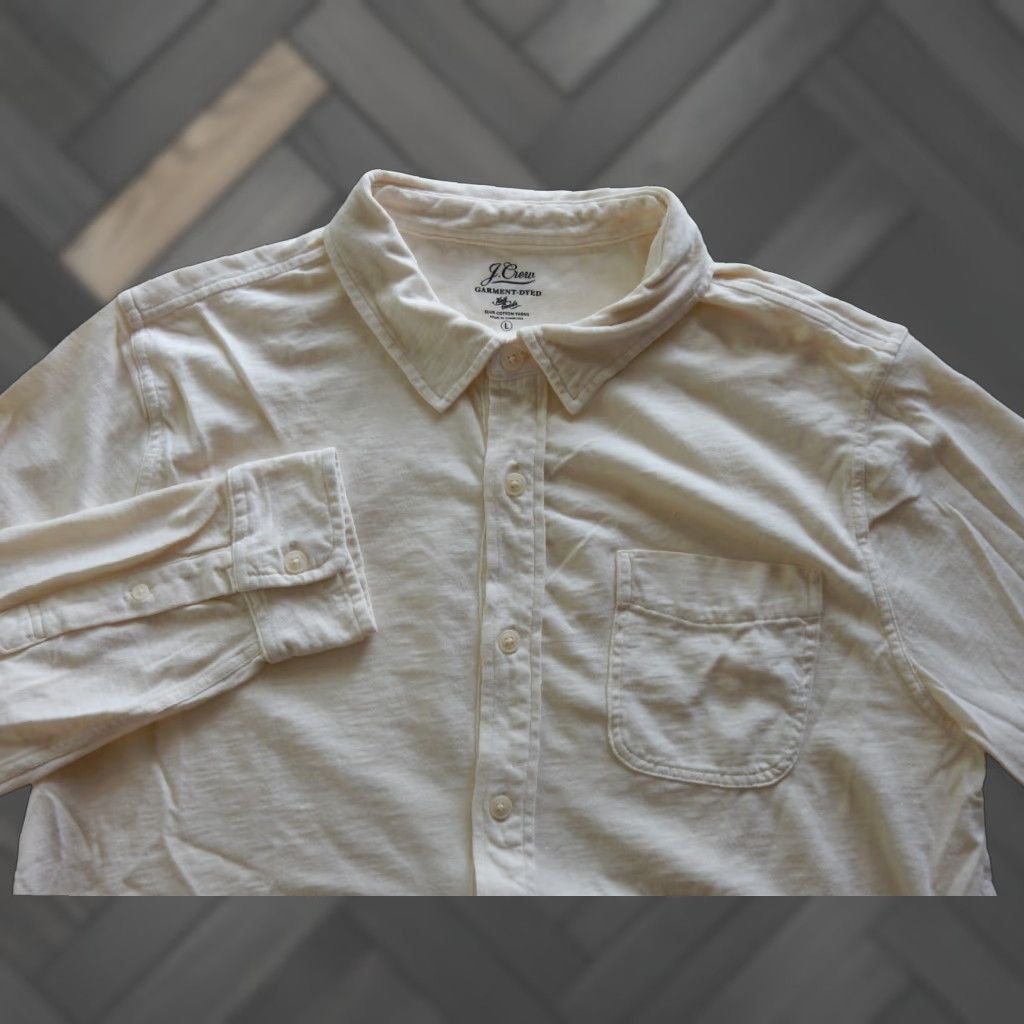 J.Crew VINTAGE J.CREW Men's Button-Front Shirt Long Sleeve Size L Cotton Yellow 90s Slim Fit Size US L / EU 52-54 / 3 - 1 Thumbnail