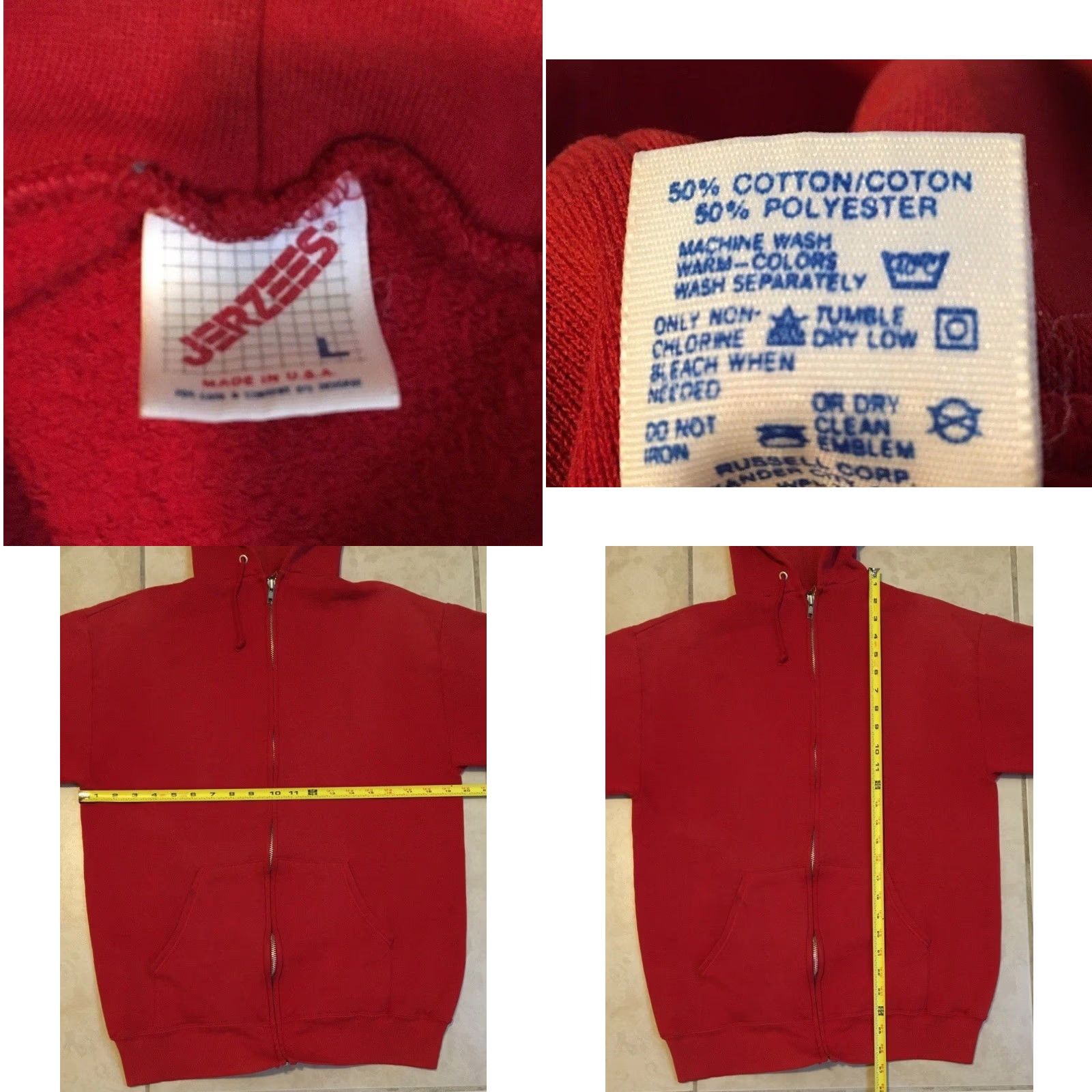 Vintage VINTAGE Punk Hoodie Mens S Red 80s Distress Zip Sweatshirt Biker Skate Surf Grunge USA 90s Size US S / EU 44-46 / 1 - 11 Thumbnail
