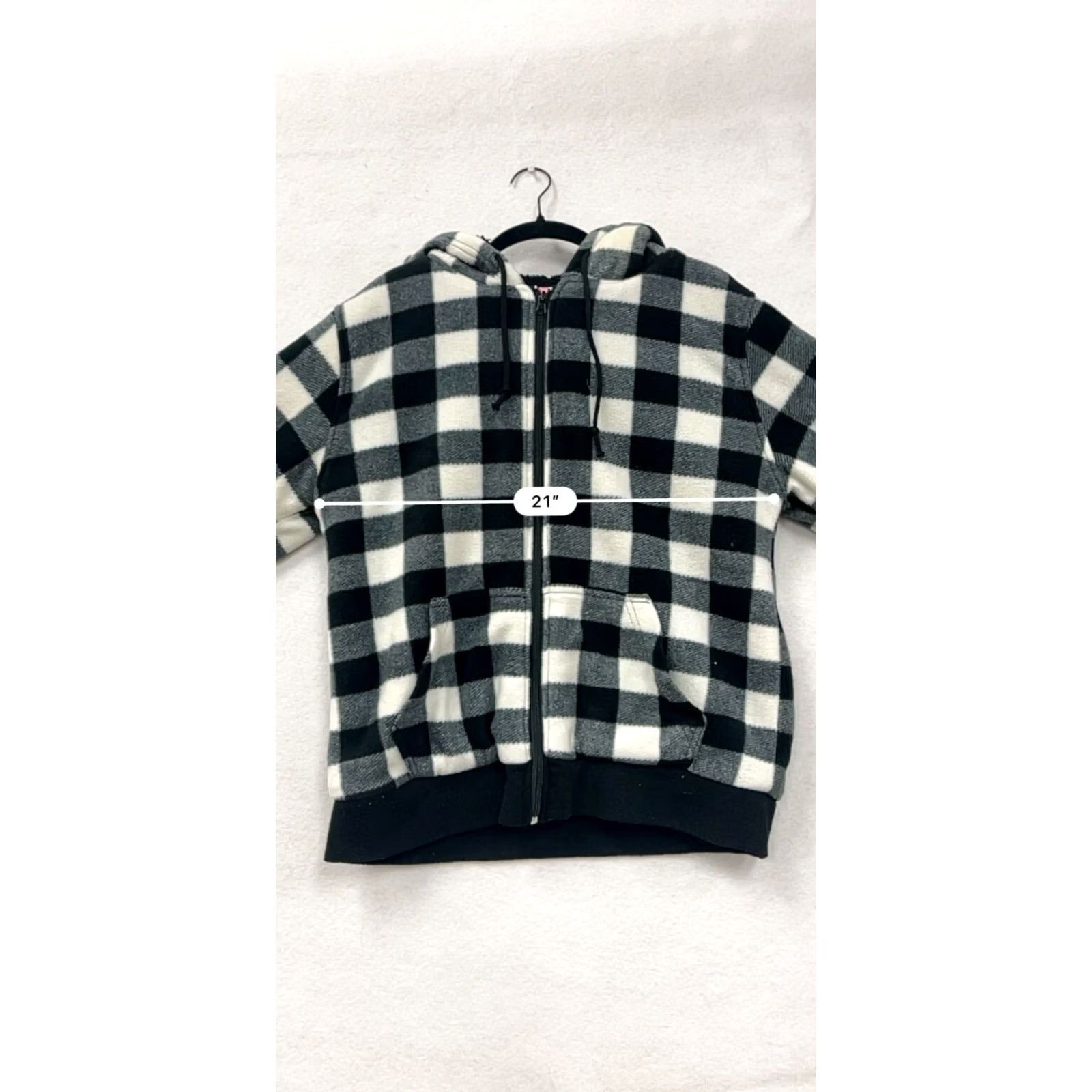 Vintage VINTAGE Womens Large Black & White Buffalo Plaid Zip-Up Hoodie Jacket #6879 Size L / US 10 / IT 46 - 7 Thumbnail