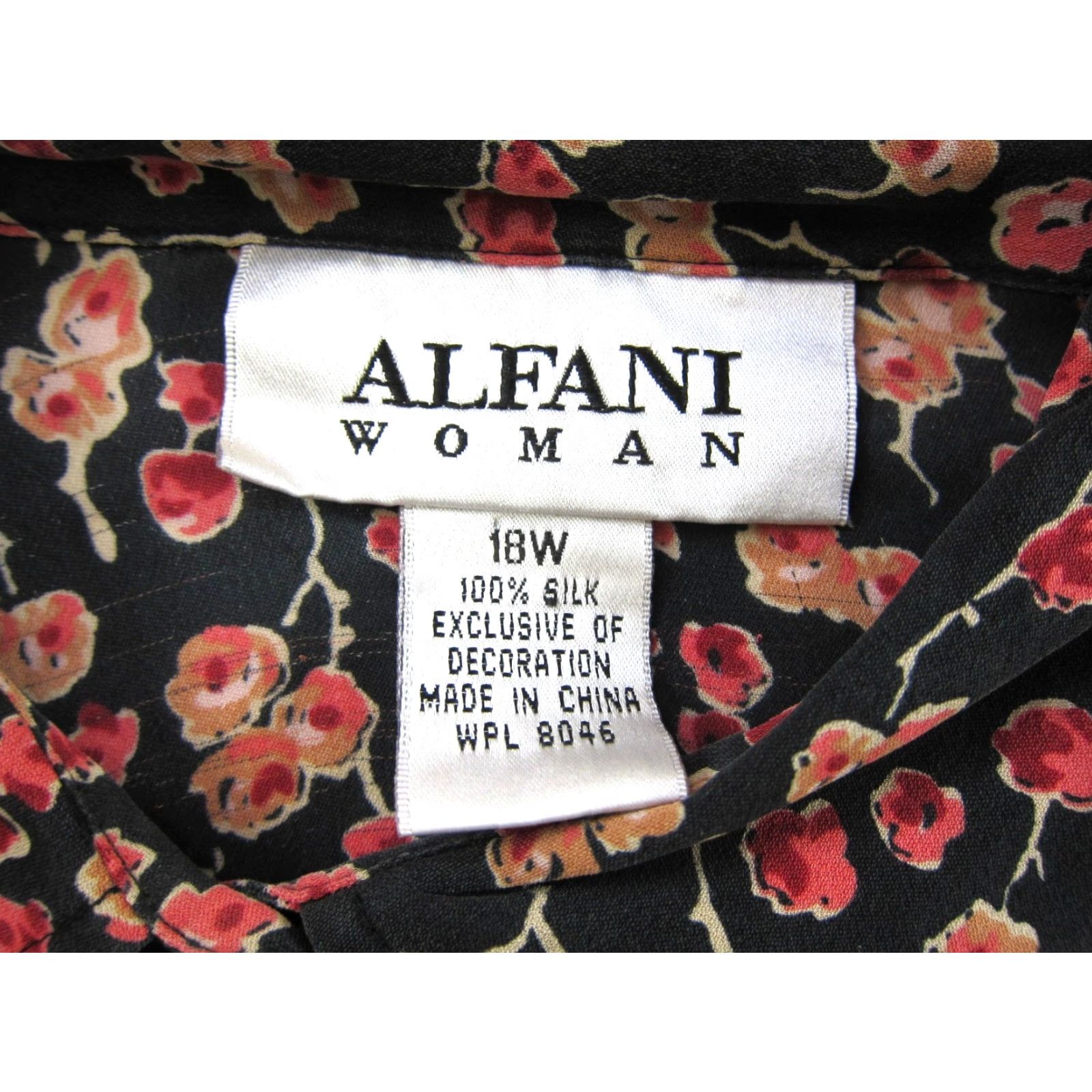 Alfani Alfani Blouse Shirt 18W Women Silk Floral Pink 100% Silk Collared Long Sleeve Button Down Size XXL / US 16-18 / IT 52-54 - 3 Thumbnail