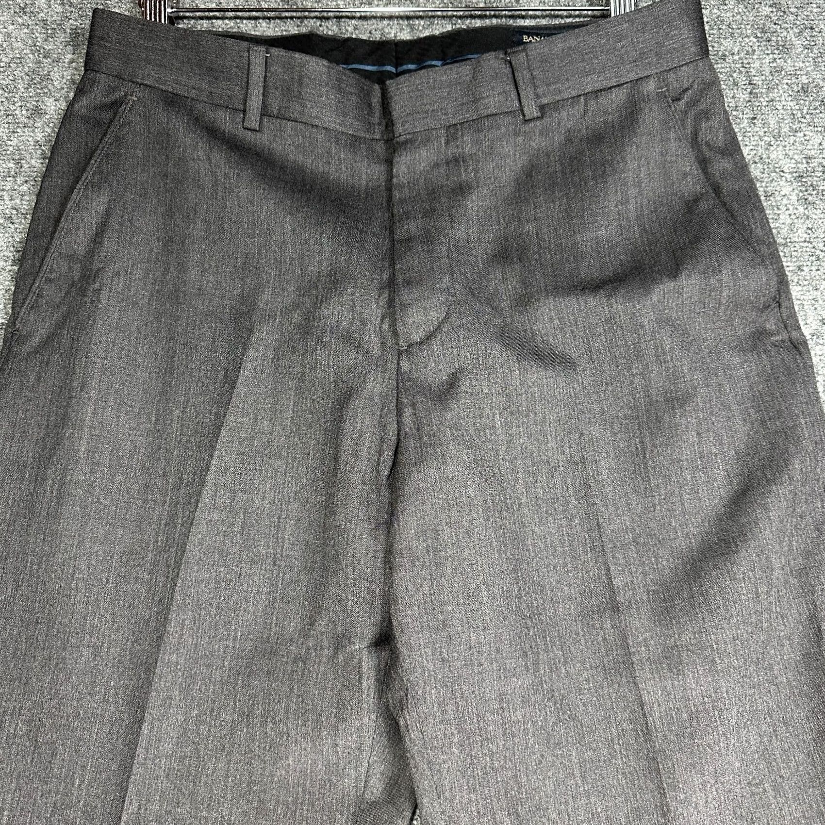 Banana Republic Banana Republic Pants Mens 33 Wool Trouser Flat Front Zip Fly Pockets Dress HEM Gray Wool-Blend Classic Dress Pants Mens 33 Charcoal Gray Size US 33 - 3 Thumbnail