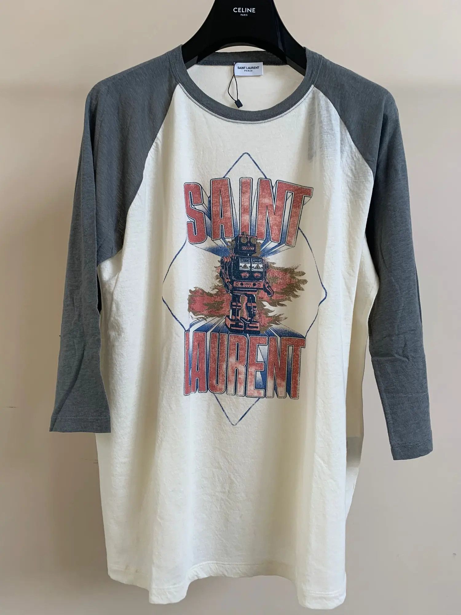 Saint Laurent Paris o1rshd1 Robot 3/4 Logo Tee in Multicolor Size US M / EU 48-50 / 2 - 3 Thumbnail