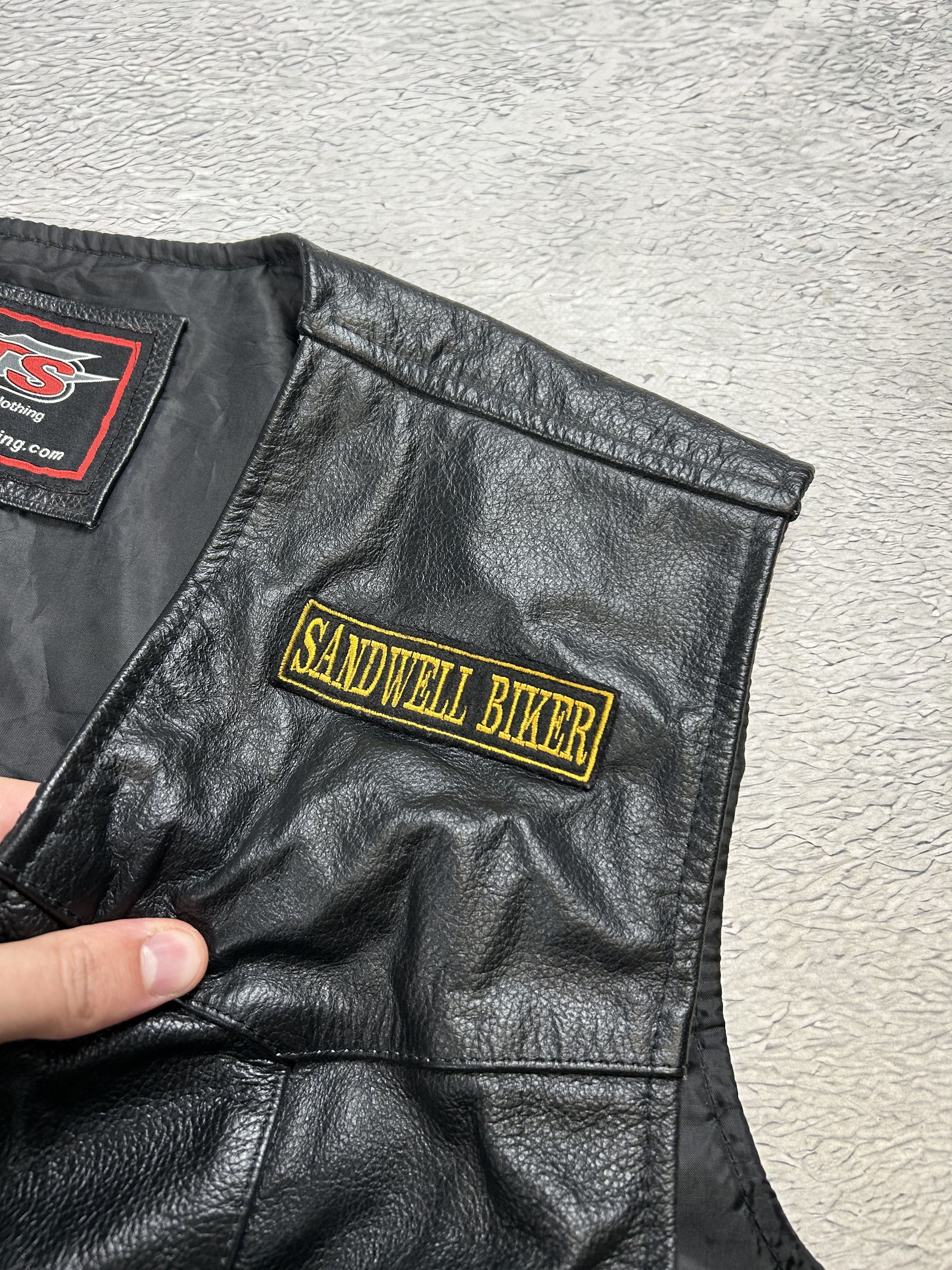 Genuine Leather × Vintage JTS Sandwell Biker Vintage Leather Vests Racing Streetwear Size US XXL / EU 58 / 5 - 2 Thumbnail