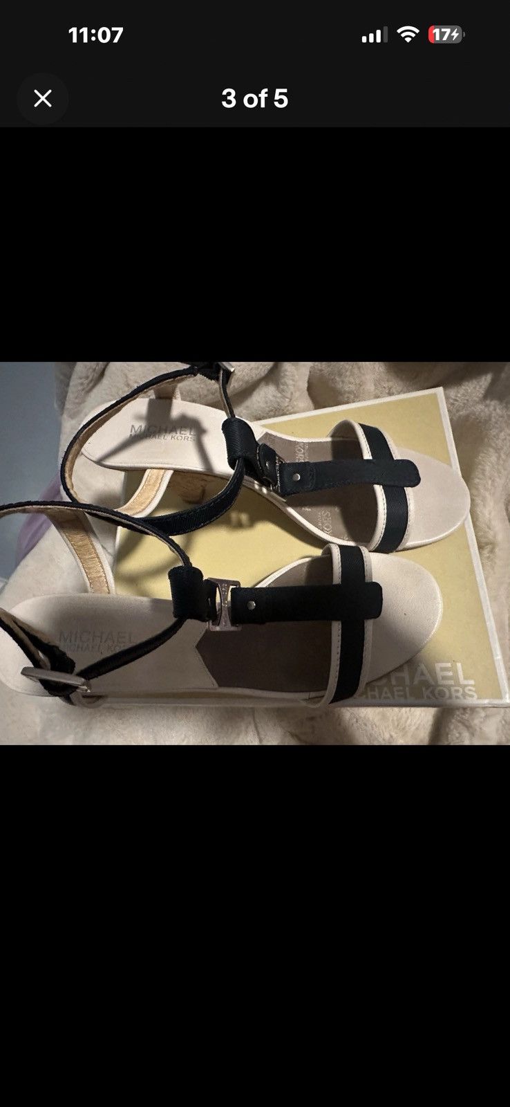 Michael Kors Used Michael Kors, wedge, sandals, navy, and white 10 Size US 10 / IT 40 - 1 Thumbnail