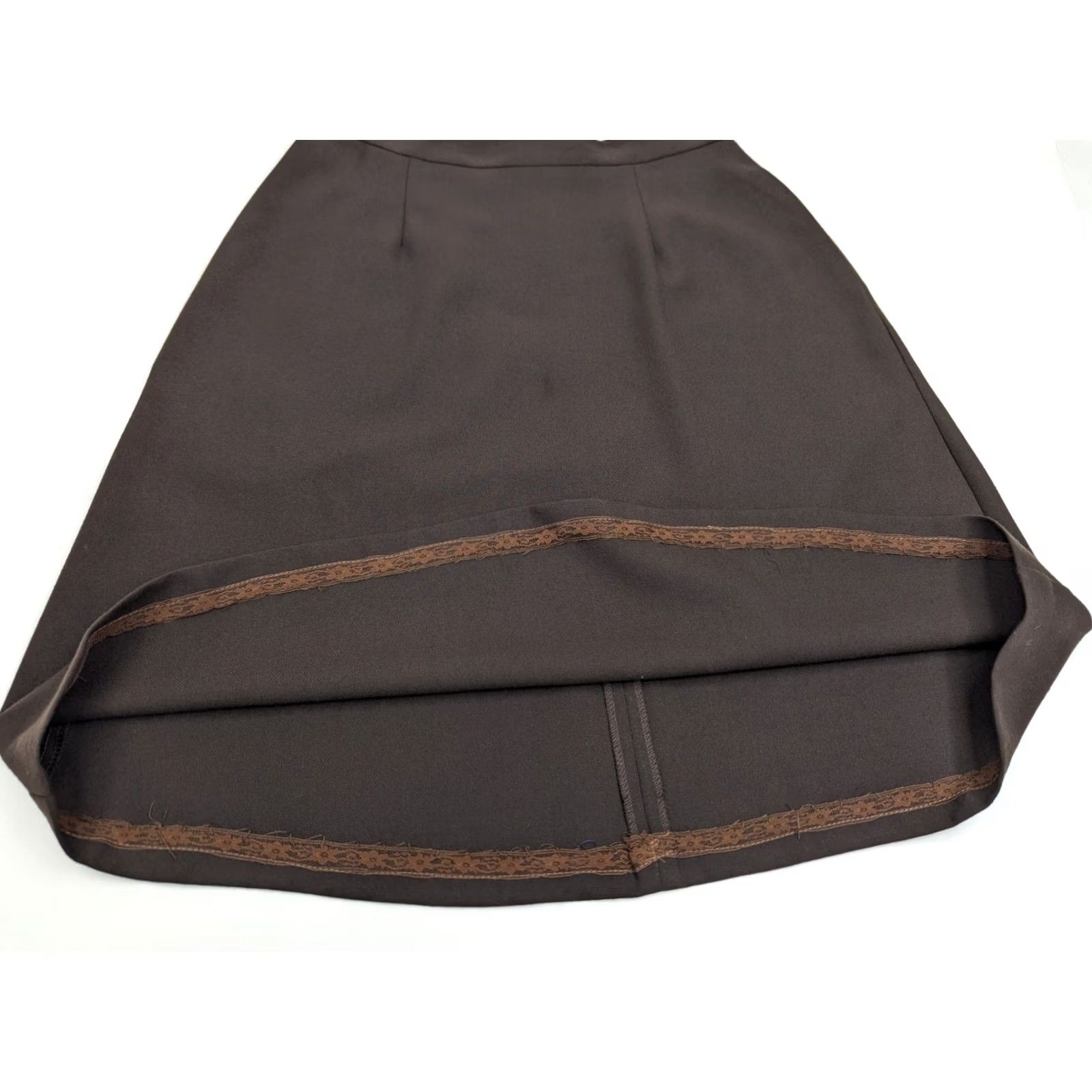 Orvis Orvis Skirt Women 10P Pleated Knee Length Wool-Look Polyester Tweed Brown 90s Vintage Rise Mid Elastic Slit Button 29x25 Size 32" / US 10 / IT 46 - 2 Thumbnail