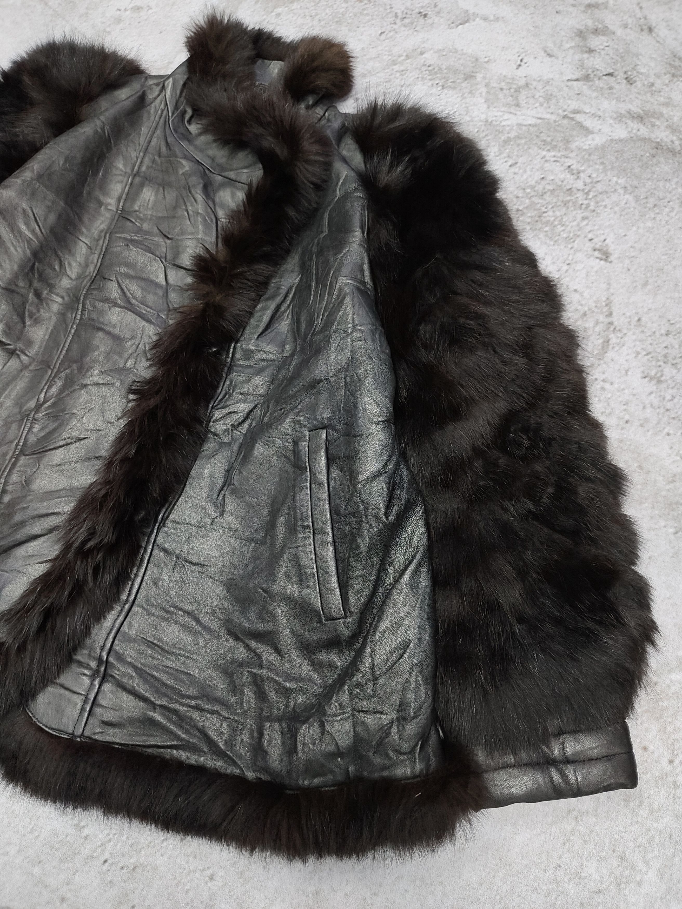 Japanese Brand 90s Unbrand🇯🇵 Real Fur Sleeve Trim Goatskin Leather Jacket Size L / US 10 / IT 46 - 7 Thumbnail