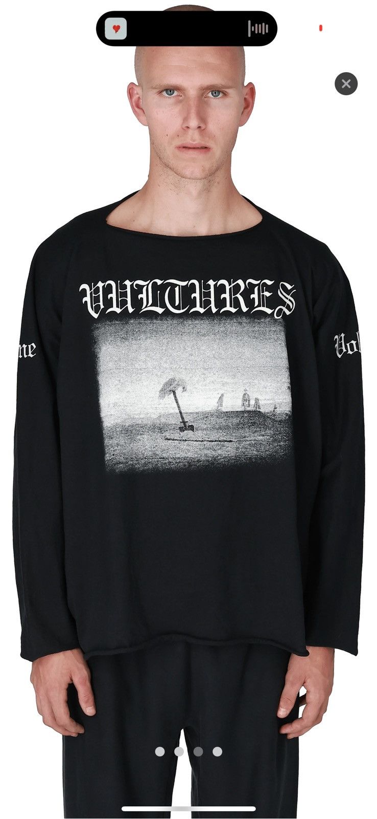 Yeezy Yzy Kanye Vultures Black Long Sleeve Tee Size US M / EU 48-50 / 2 - 5 Thumbnail