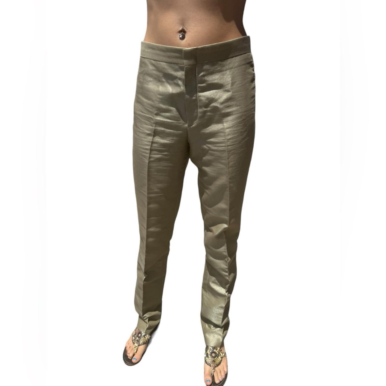 Gucci Gucci Women’s Antique Gold Straight-Leg Trousers Size 4 Size 28" / US 6 / IT 42 - 3 Thumbnail