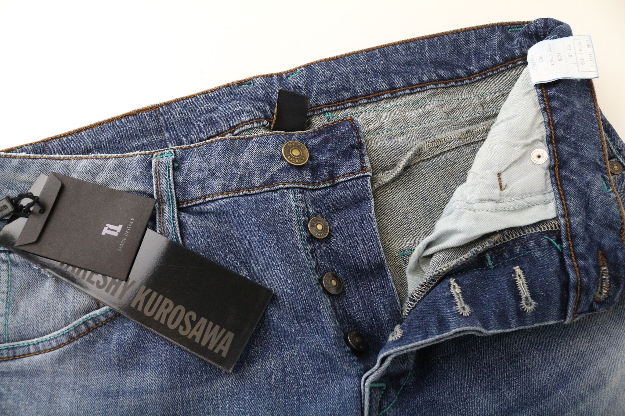 Takeshy Kurosawa TK75 W34 Blue Slim Distressed Stretch Jeans 75958 Size US 34 / EU 50 - 4 Thumbnail