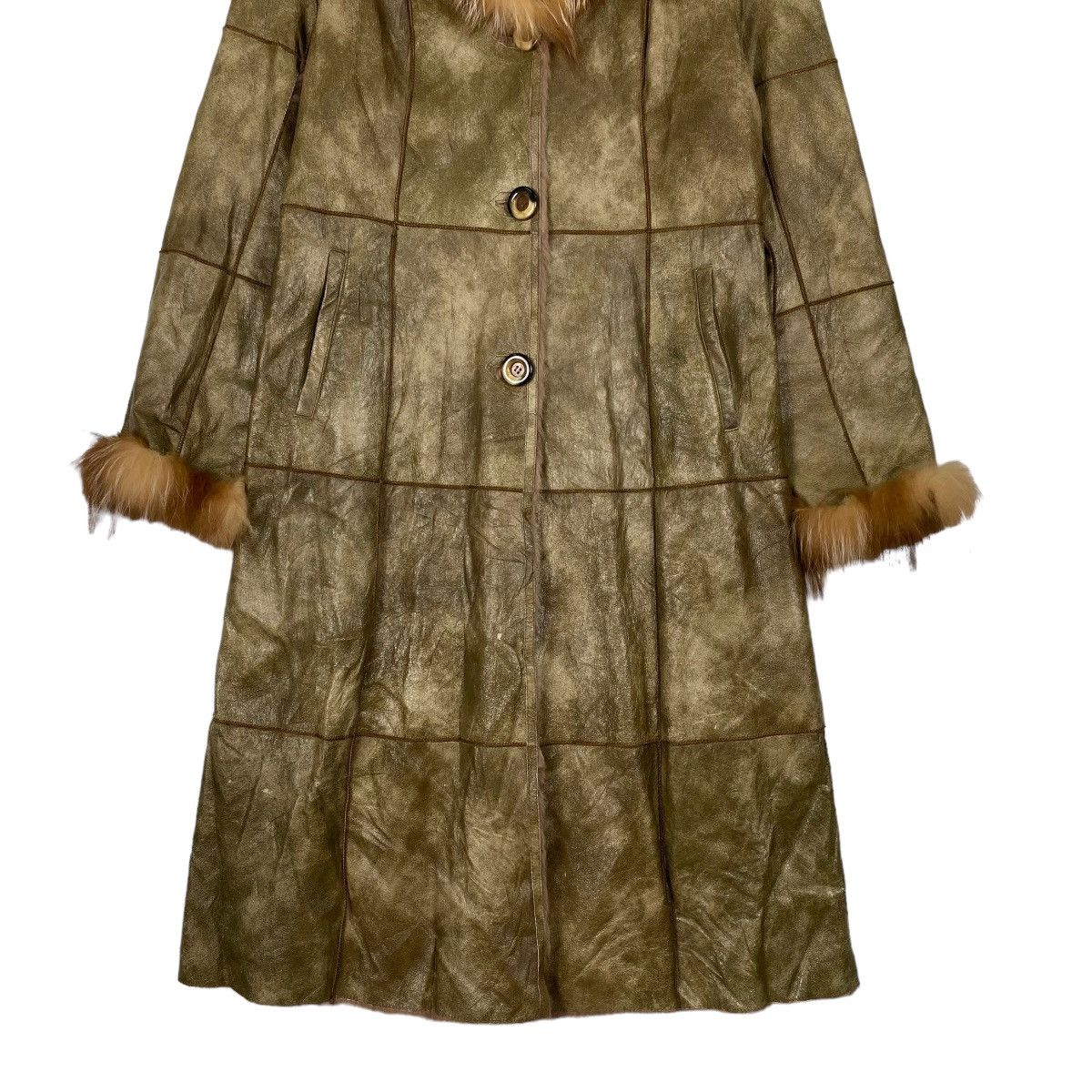 Japanese Brand FUR COLLAR PACHTWORK LONG COAT LEATHER JACKET Size M / US 6-8 / IT 42-44 - 4 Thumbnail