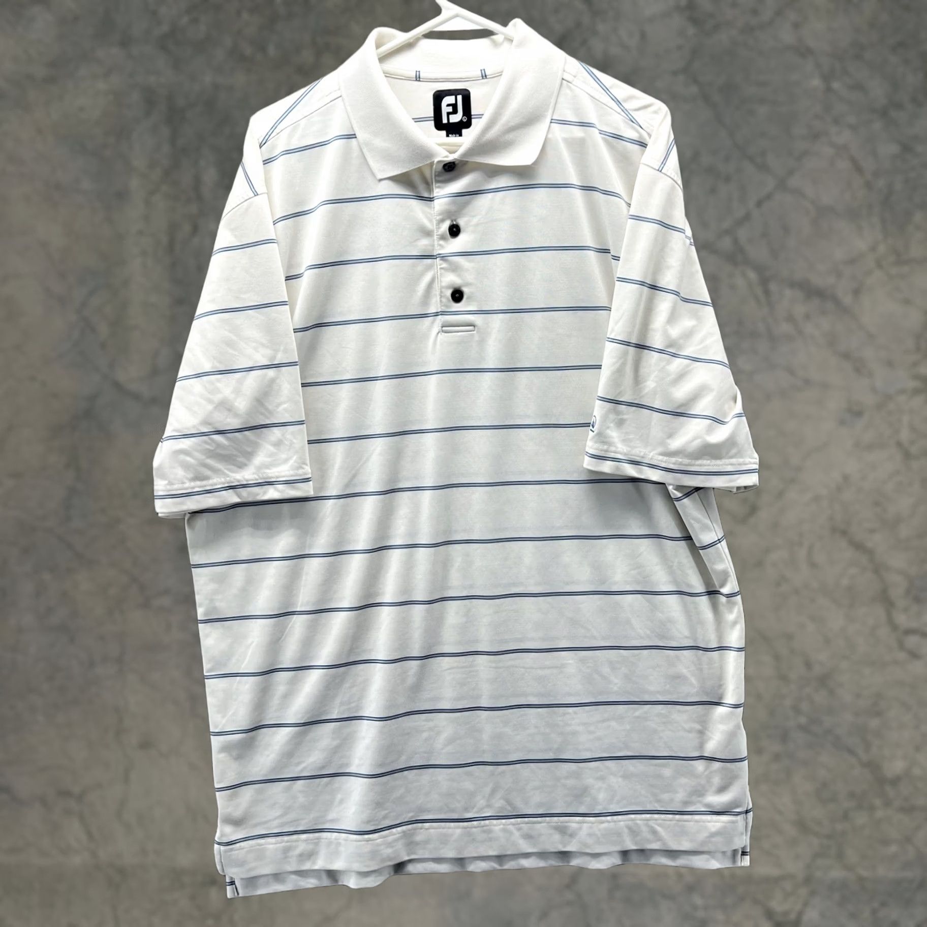 Footjoy FootJoy Polo Shirt Mens L White Stripe Walden Golf Performance Short Sleeve Casual Activewear Shirt Size US L / EU 52-54 / 3 - 1 Thumbnail