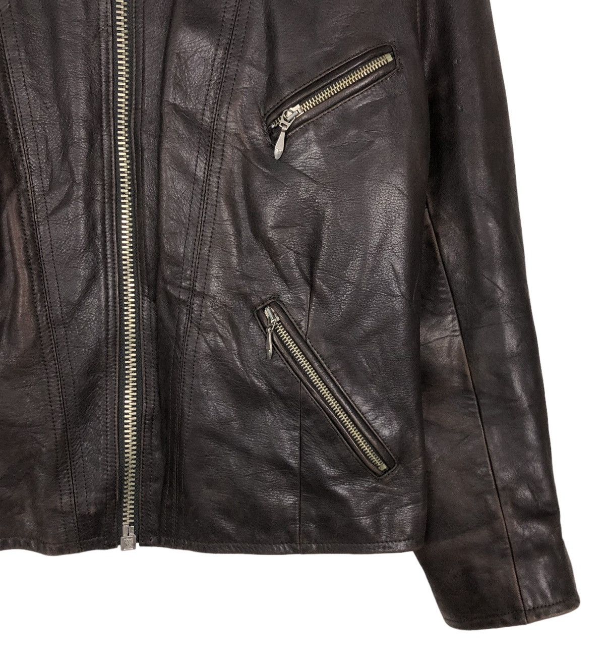 Japanese Brand VINTAGE CROPPED BIKER LEATHER JACKET CHEVIGNON ISSEY MIYAKE Size M / US 6-8 / IT 42-44 - 5 Thumbnail