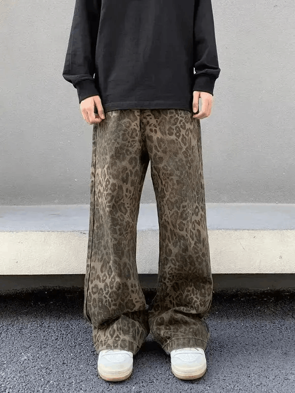 Japanese Brand × Jean Vintage Brown Leopard Print Straight Leg Micro Jeans Size US 30 / EU 46 - 2 Thumbnail