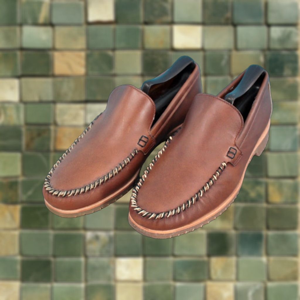 Hush Puppies VINTAGE Hush Puppies Loafers Men's 70s Brown Leather Size 7 M 1970s Disco Style Shoes Size ONE SIZE - 1 Thumbnail