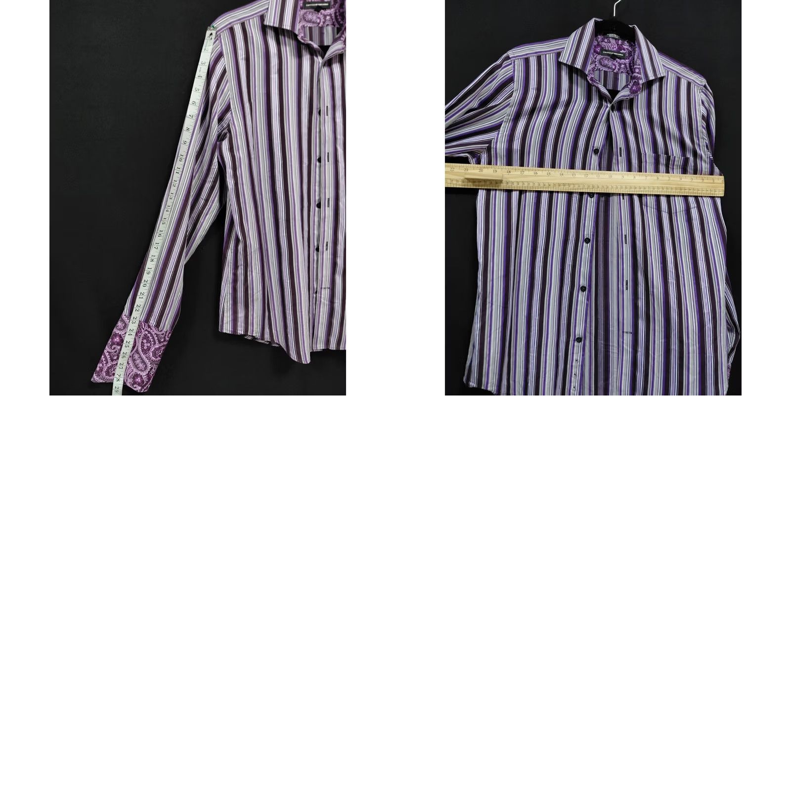 Express Express Design Studio Striped Shirt Purple Size S Mens Long Sleeve Collared Cotton Modern Fit T-Shirt Size US S / EU 44-46 / 1 - 8 Thumbnail