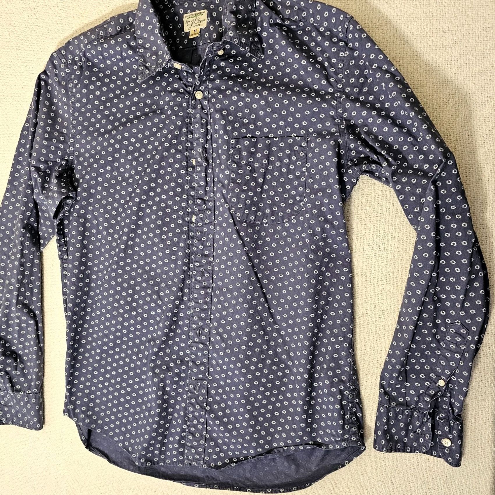 J.Crew J.CREW Button-Up Shirt Geometric Blue Organic Cotton Size M Stretch Men's Shirt Size US M / EU 48-50 / 2 - 2 Thumbnail