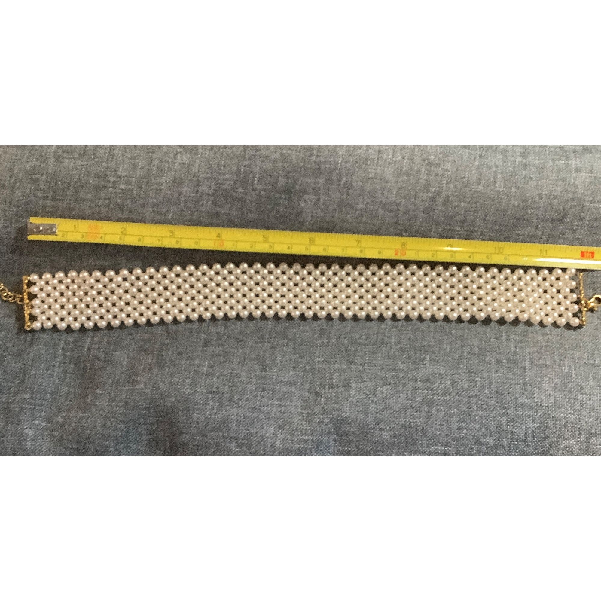 Other Faux Pearl Choker Necklace With Goldtone Chain Clasp 14" Vin Size ONE SIZE - 3 Thumbnail
