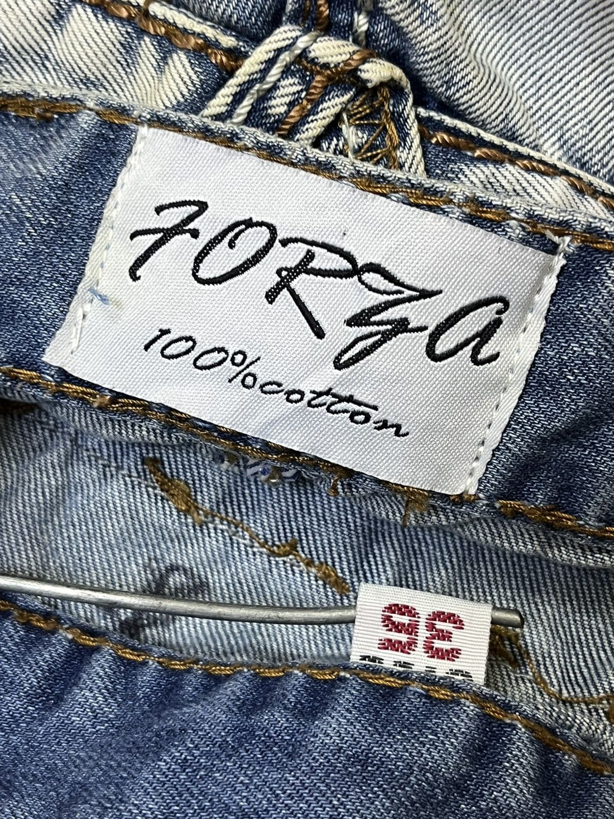 Japanese Brand SICK🔥JAPANESE BRAND FORZA DISTRESSED STYLE JEANS Size US 35 - 22 Thumbnail