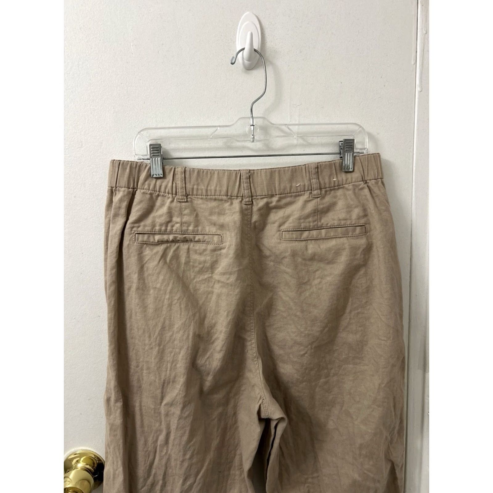 Uniqlo Uniqlo Pants Womens L 27L Tan Tapered Relaxed Elastic Waist Linen Cotton Casual Travel Size 36" / US 14 / IT 50 - 7 Thumbnail