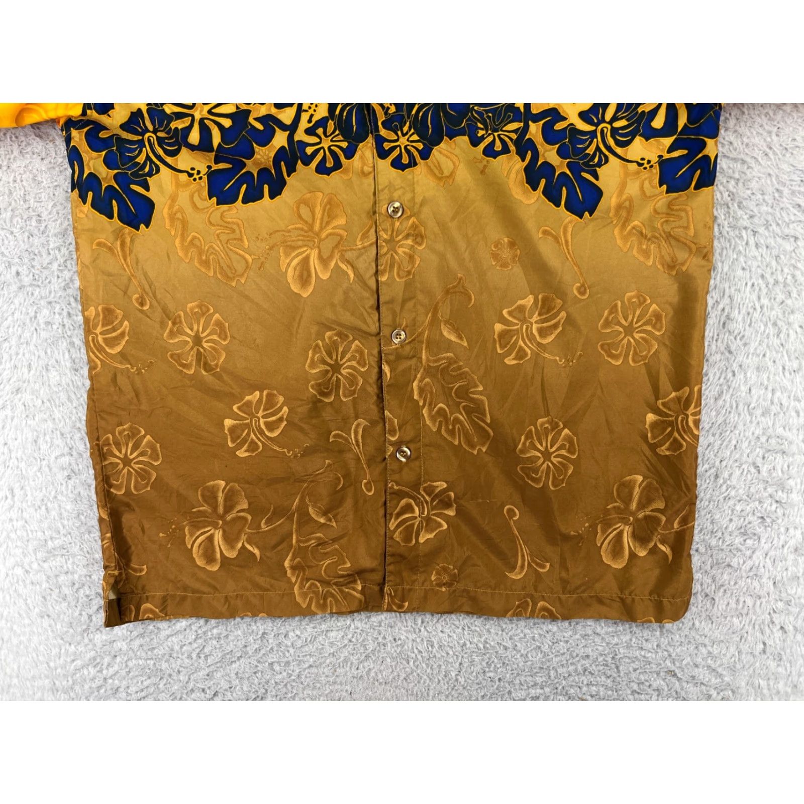 No Fear VINTAGE No Fear Shirt Mens Floral Hawaiian Button Up Yellow Brown Poly Size US M / EU 48-50 / 2 - 7 Thumbnail