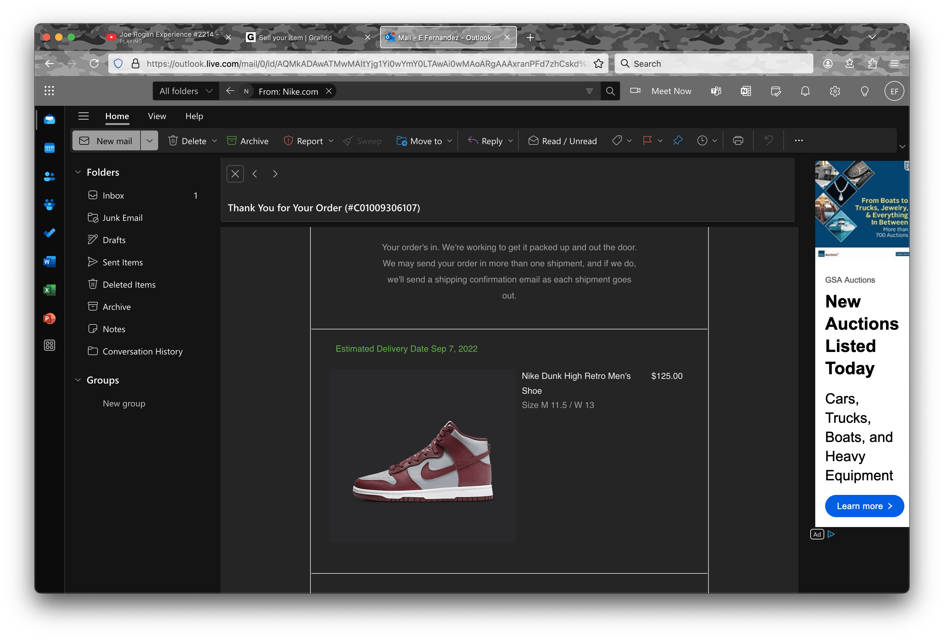 Nike Nike Dunk High Retro Dark Beetroot Size US 11.5 / EU 44-45 - 6 Thumbnail