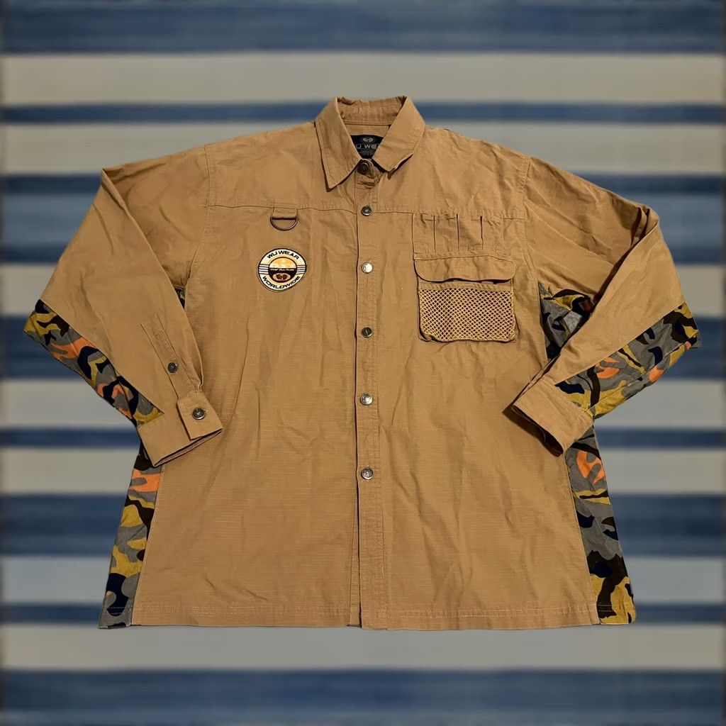 Vintage VINTAGE Wu-Wear Wu-Tang Long Sleeve Button-Up Shirt Brown Camo XL Mens 90s Wu-Tang Camouflage Cotton Knit Shirt Size US XL / EU 56 / 4 - 1 Thumbnail