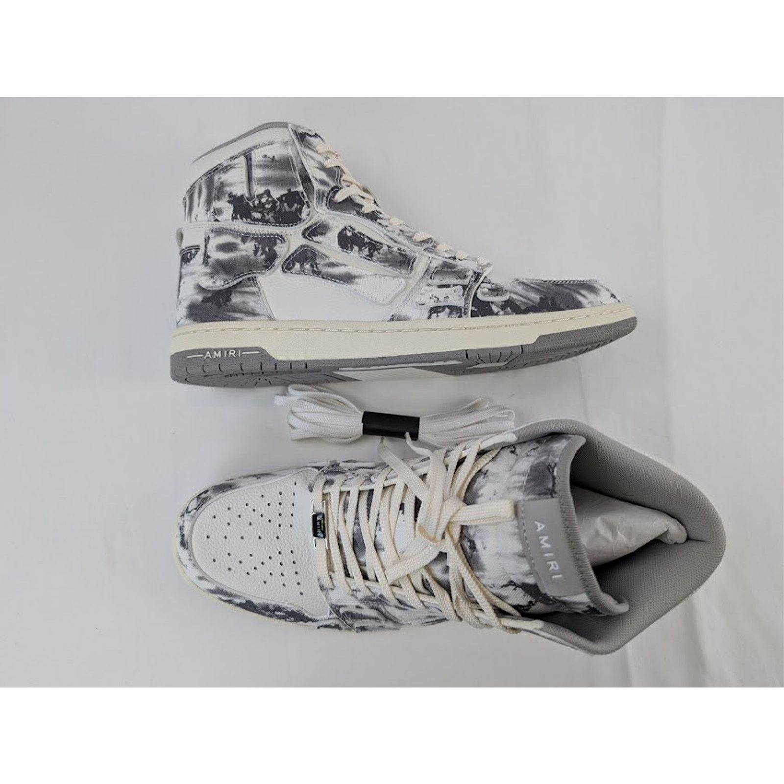 Amiri o1rshd1 Tie Dye Skel Hi Top Sneakers in Grey Size US 12 / EU 45 - 1 Thumbnail
