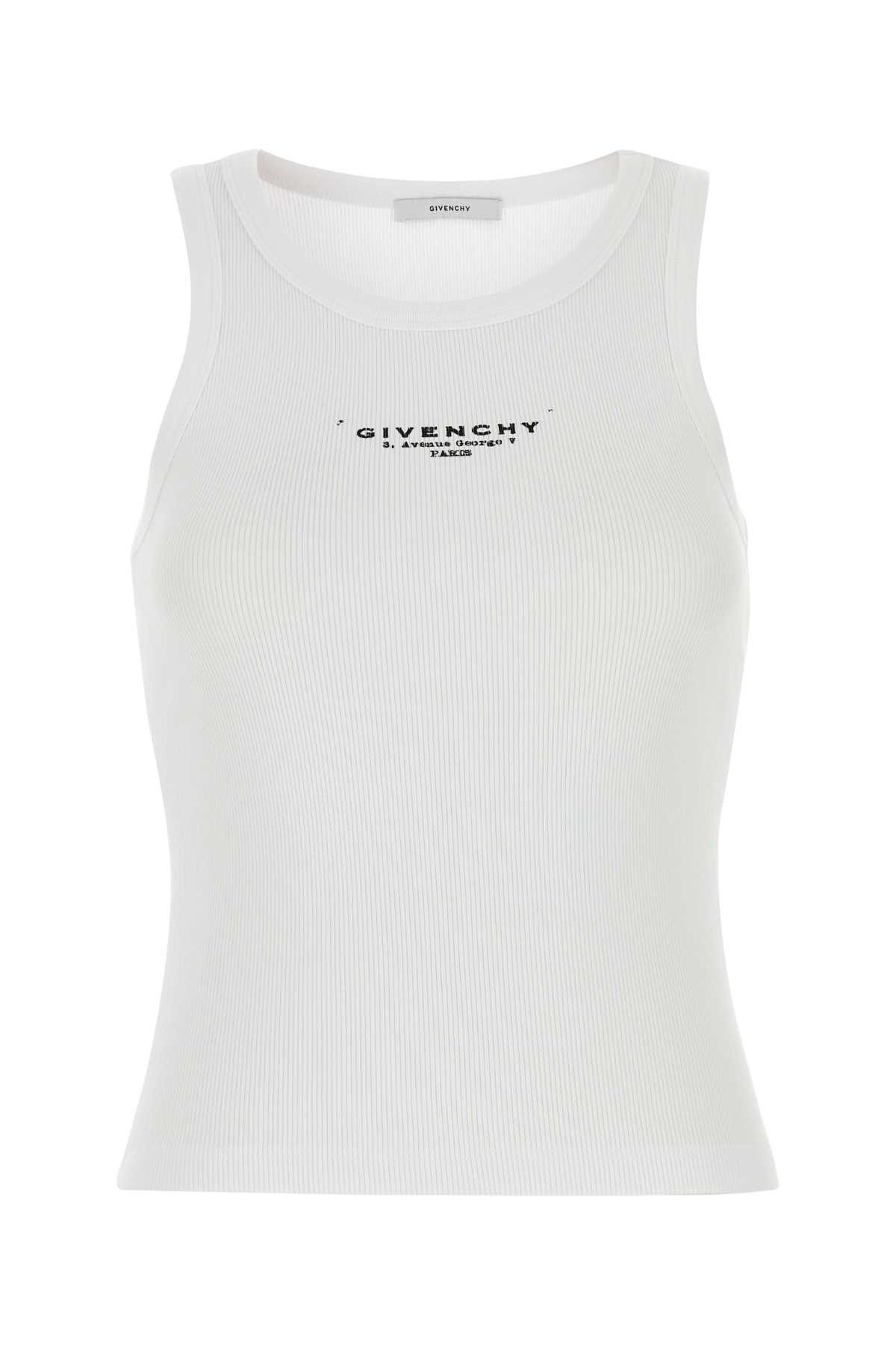 Givenchy White Stretch Cotton Tank Top Size M / US 6-8 / IT 42-44 - 1 Thumbnail