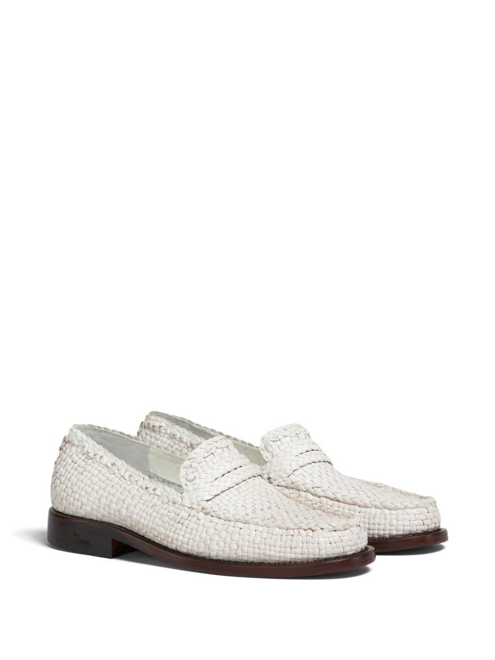 Marni oc11z0525 Interwoven Design Leather Loafer in White Size US 8 / IT 38 - 1 Thumbnail