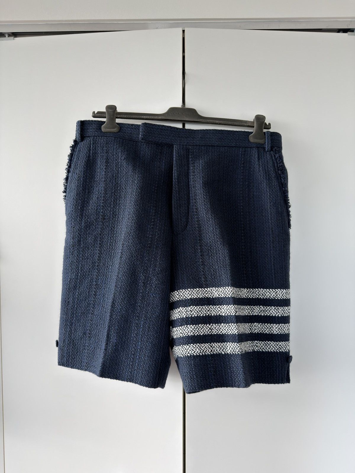 BNWT FIT 2 SHORTS W/ FRAY EDGE WOVEN 4BAR TWEED Navy 4
