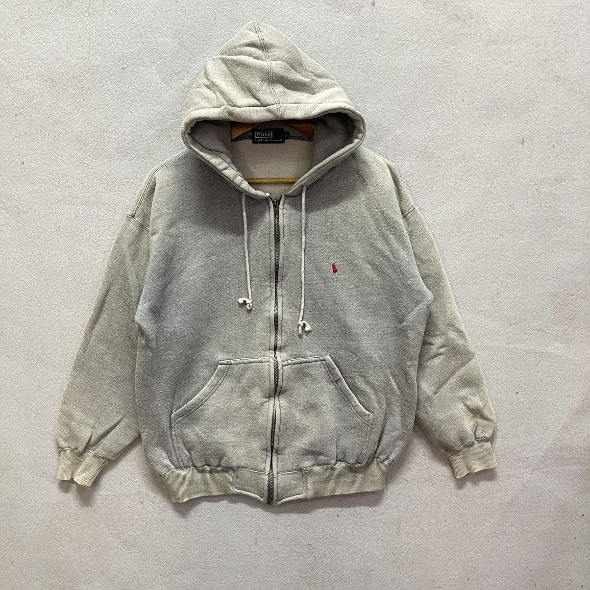 Vintage Vintage 90s Polo Ground Zip Hoodie Grey M Size US M / EU 48-50 / 2 - 1 Thumbnail