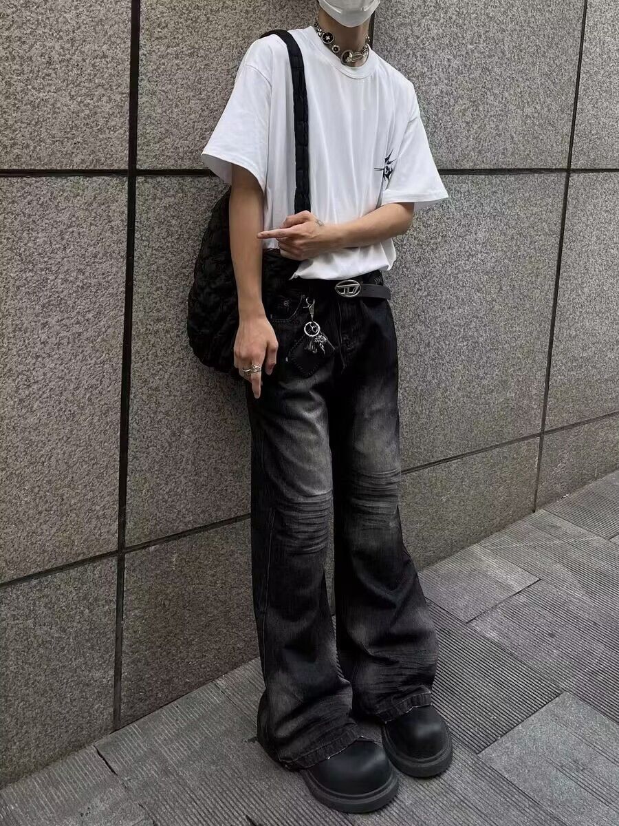 Japanese Brand × Jean Street ripped corrugated pleated micro-flared jeans Size US 34 / EU 50 - 3 Thumbnail