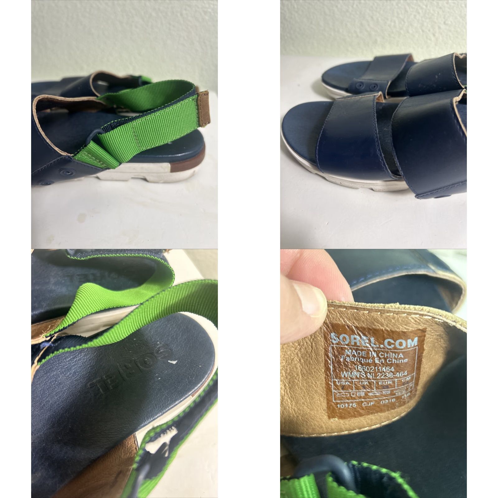 SOREL Sorel Womens Sandal Size 7 Strappy Ankle Strap Leather White Blue Green Color Casual Shoes Womens Size US 7 / IT 37 - 8 Thumbnail