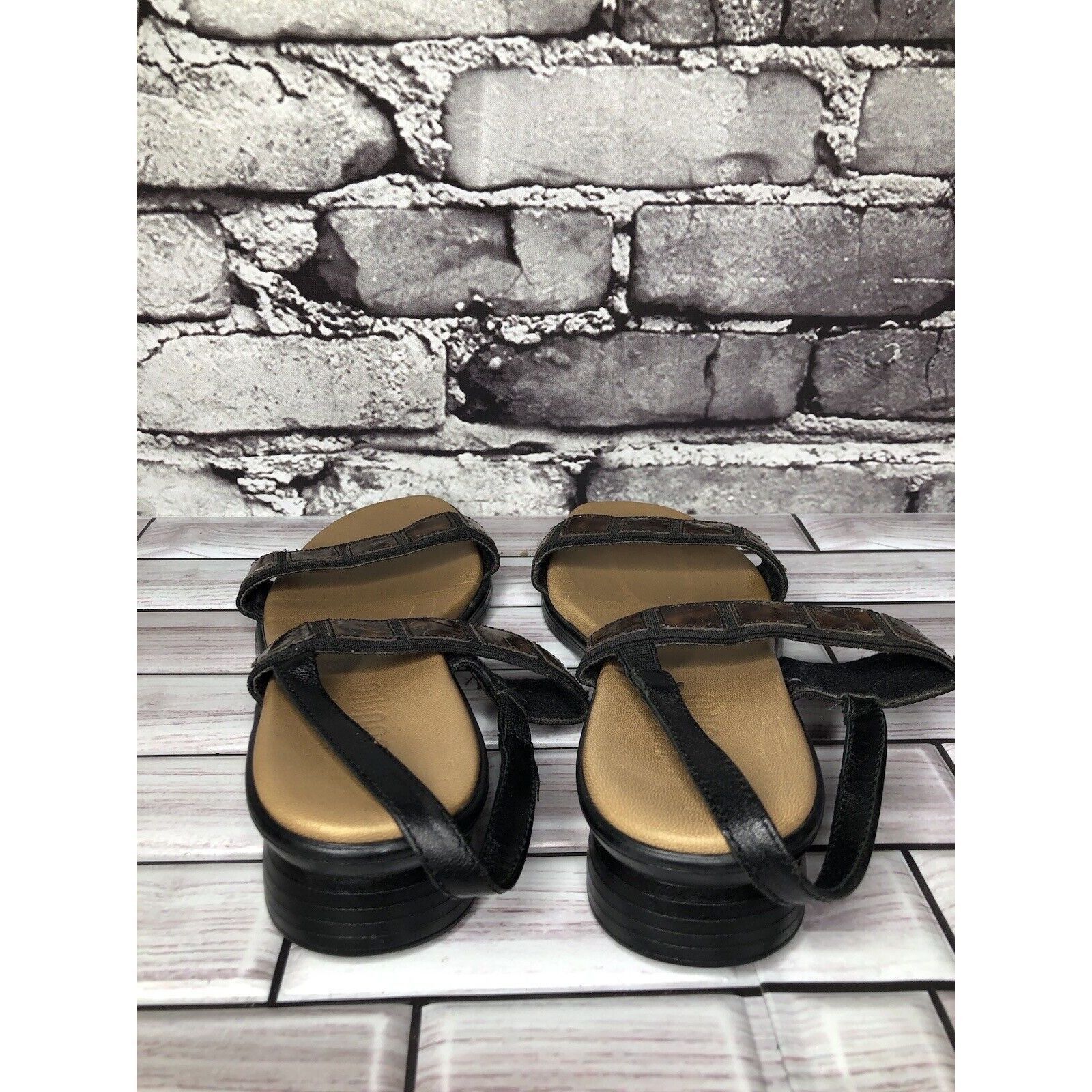 Other Munro Brown Synthetic Textile Comfort Heel Slingback Sandals Size US 5.5 / IT 35.5 - 4 Thumbnail