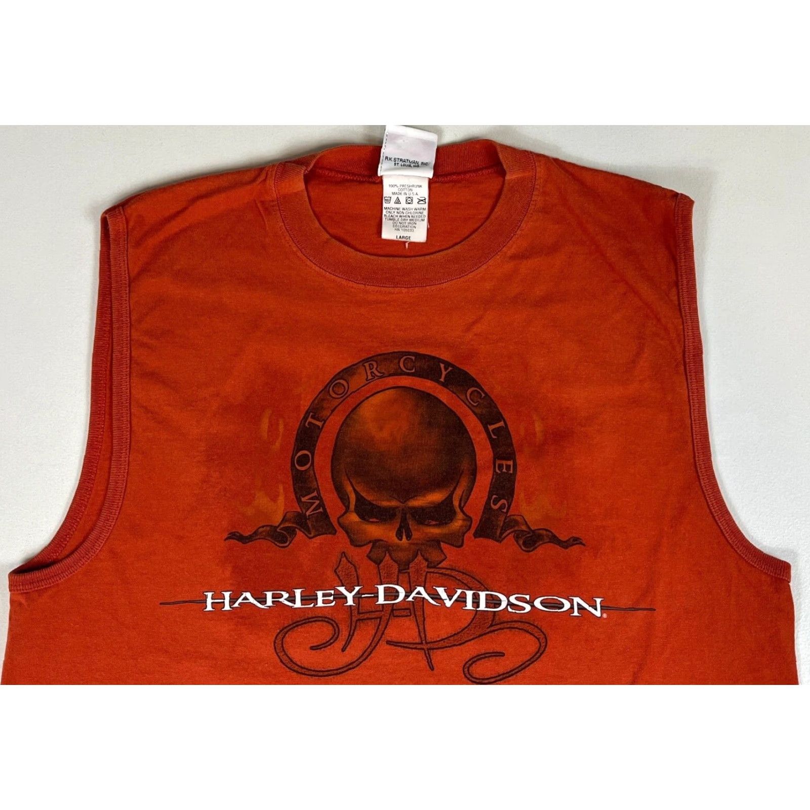 Harley Davidson Vintage Harley-Davidson Maui Hawaii Sleeveless Tee Men L Burnt Orange 2006 Made in USA T-Shirt Crew Neck Motorcycle Double-Sided Mens Size US L / EU 52-54 / 3 - 5 Thumbnail