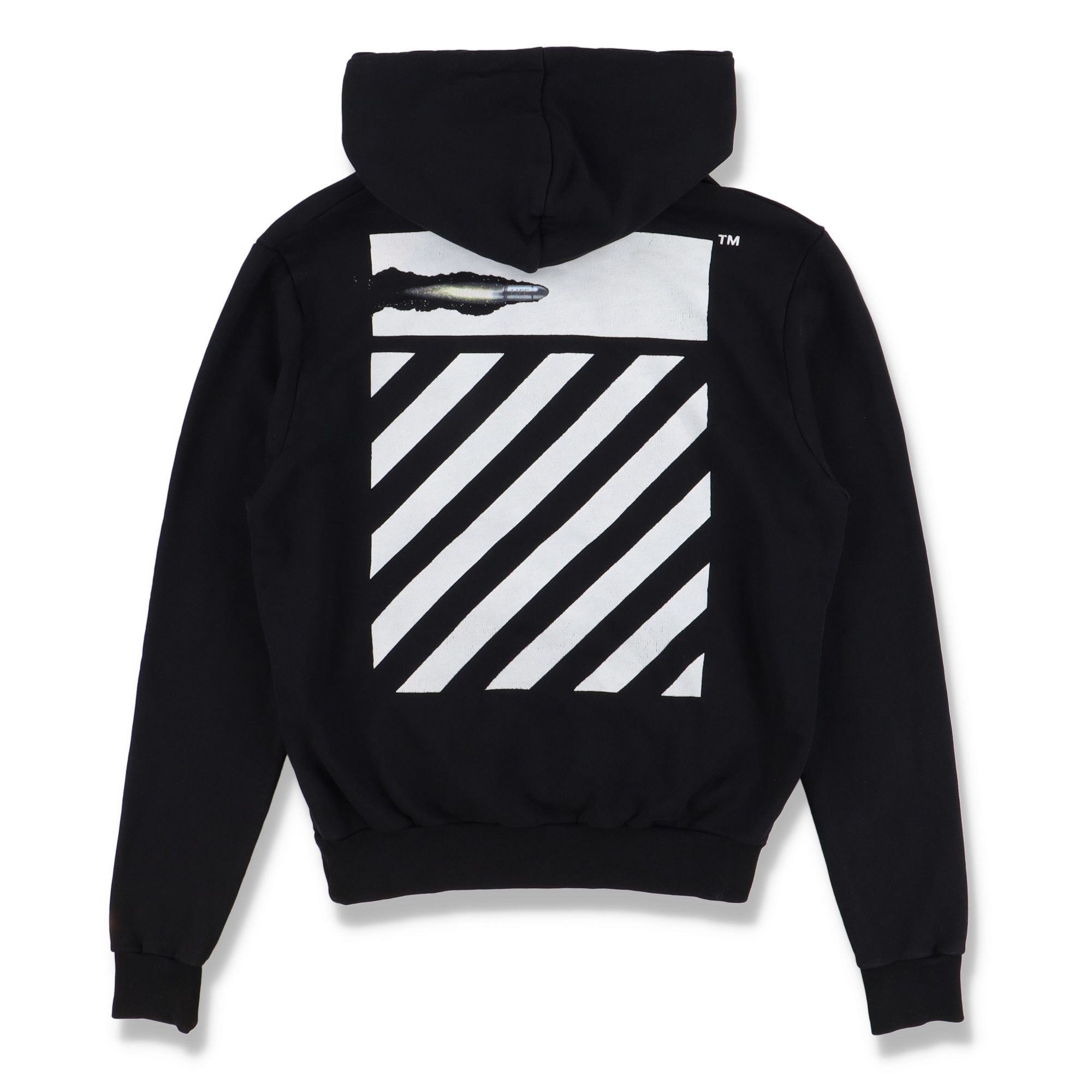 Off-White Aged Black Diana Gun Diagonals Oversized Hoodie Size XS / US 0-2 / IT 36-38 - 3 Thumbnail