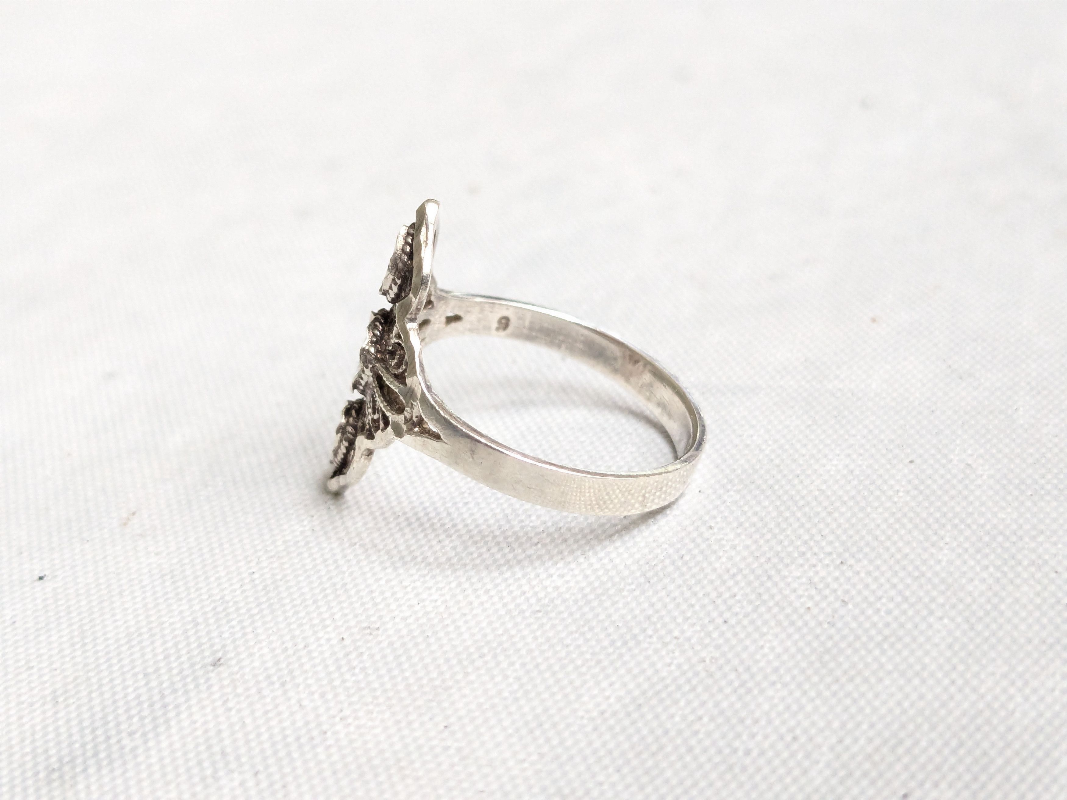 Jewelry Vintage Beverly Hills Sterling Silver Ring Filigree 8.75 Size ONE SIZE - 4 Thumbnail
